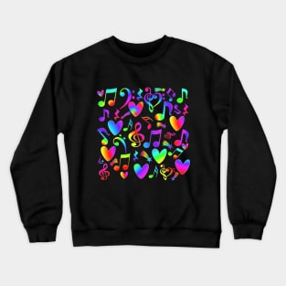 Rainbow Music Notes Hearts Stars Crewneck Sweatshirt